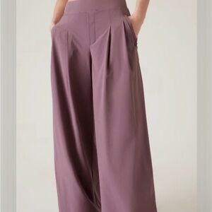 Athleta Wide-Leg High-Rise Pants in Dusty Mauve